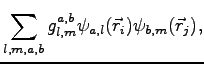 $\displaystyle \sum_{l,m,a,b} g_{l,m}^{a,b}\psi_{a,l}
(\vec{r}_i)\psi_{b,m} (\vec{r}_j),$