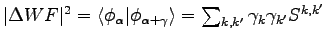 $ \vert\Delta WF\vert^2 = \langle \phi_\alpha \vert \phi_{\alpha + \gamma} \rangle = \sum_{k,k'} \gamma_k \gamma_{k'} S^{k,k'}$