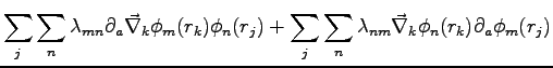 $\displaystyle \sum_{j}\sum_{n} \lambda_{mn} \partial_a \vec{\nabla}_k \phi_m(r_...
...\sum_{j}\sum_{n} \lambda_{nm} \vec{\nabla}_k \phi_n(r_k) \partial_a \phi_m(r_j)$