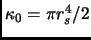 $\kappa_0=\pi r_s^4/2$